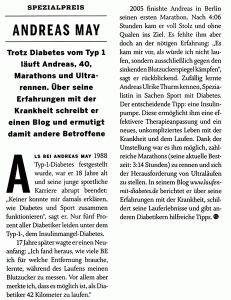 Artikel "Spezialpreis. Andreas May" (Runner's World 12/2010)