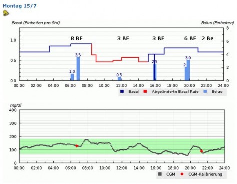 Blutzuckerverlauf Mont Blanc 2013